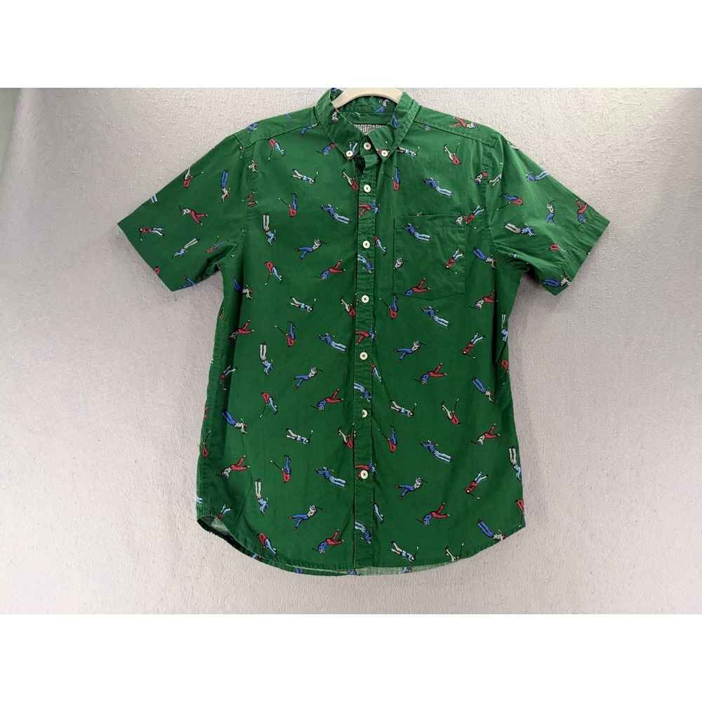 Brooklyn Cloth Shirt Mens S Green Button Down Golf Novelty Print Country Club AO